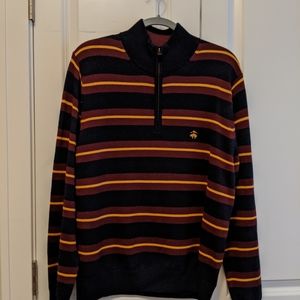 Brooks Brothers 1/4 Zip Black/Red/Gold Sweater